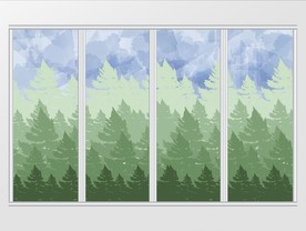 现代唯美抽象手绘森林移门