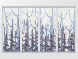 现代简约大气唯美抽象手绘树移门