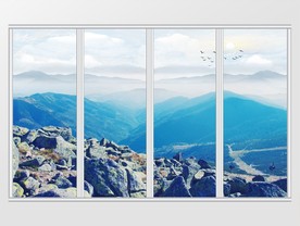 大理石纹山水风景移门