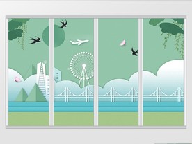 现代简约手绘卡通移门