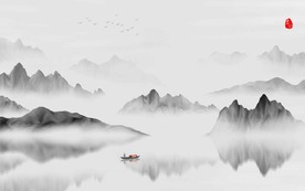 新中式水墨山水背景壁纸