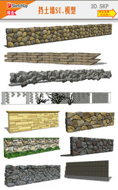 文化墙体SU模型