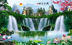 山水电视背景墙