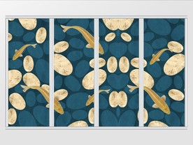 现代简约唯美大气鲤鱼移门