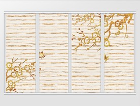 现代大气金箔梅花蝴蝶移门