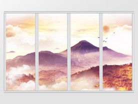 大理石山水日出移门