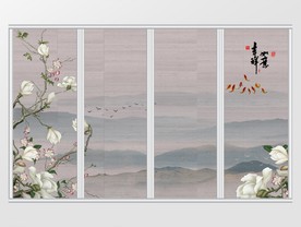 吉祥如意中式玉兰花移门