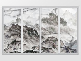中国风水墨山水古韵移门