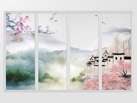 新中式抽象山水移门
