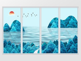 新中式唯美山水移门