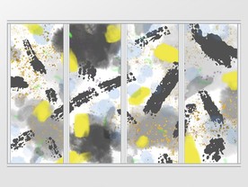 新中式手绘抽象彩墨移门