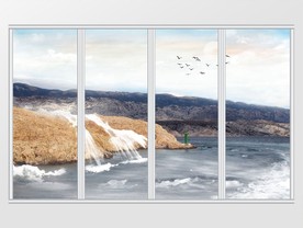 大理石纹风景画移门