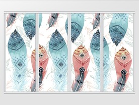 抽象水彩唯美羽毛移门