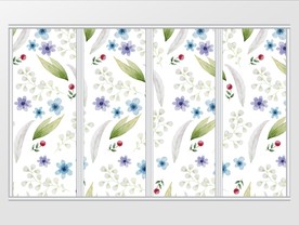 清新素雅水彩植物叶子移门