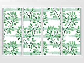 现代简约水彩手绘绿色叶子移门