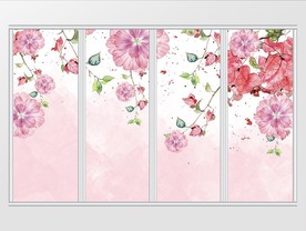 现代简约唯美粉色花卉移门