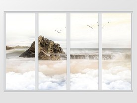 大理石岩石日出移门