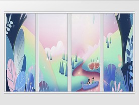 现代自然风景画移门