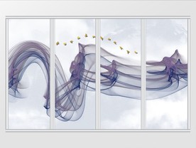 现代大气唯美新中式抽象山水移门