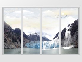 大理石岩石流水移门