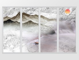 大理石纹理流水山峦移门