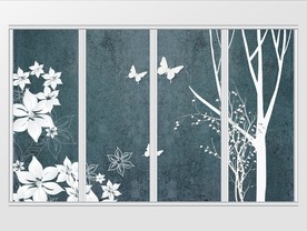 现代梦幻简约大气花卉蝴蝶移门