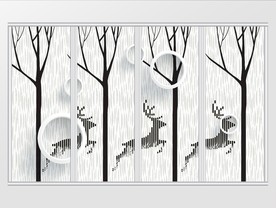 现代唯美简约麋鹿移门