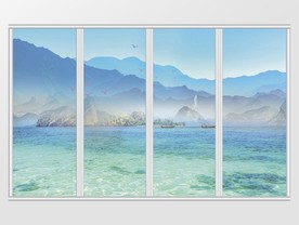 清新中式山水风景移门