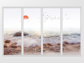 大理石岩石山水移门