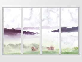 大理石山水风景移门