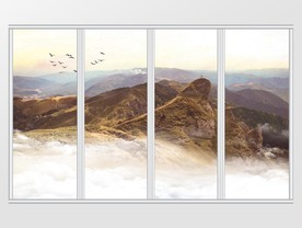 高山岩石风景移门