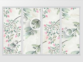 现代唯美简约花卉移门