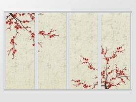 新中式水墨梅花移门