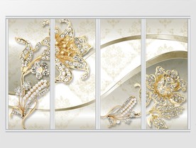 3d大气奢华钻石珠宝花朵移门