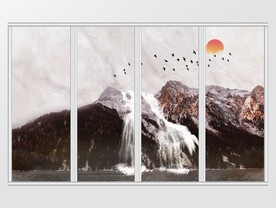 大理石纹海纳百川岩石水移门