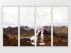 大理石纹岩石流水移门