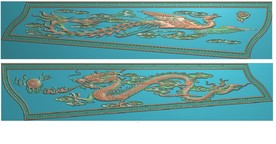 龙凤棺材挡板帮子精雕图浮雕灰度