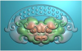 乳钉兽头兽面兽牌貔貅挂件精雕图