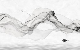 黑白素雅新中式水墨山水国画玄关