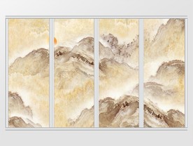 古风简约山峦日出移门