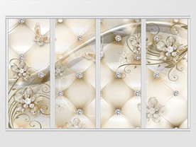 梦幻水晶钻石珠宝花朵蝴蝶移门