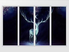 现代唯美梦幻星空梅花鹿移门