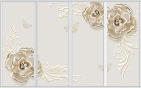 3d简约大气珠宝花朵蝴蝶移门