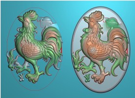 公鸡金鸡报晓挂件精雕图浮雕灰度