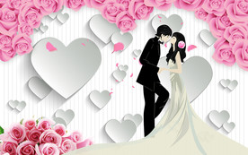 时尚情侣玫瑰电视背景墙