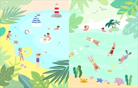2款清凉一夏游泳沙滩比基尼插画