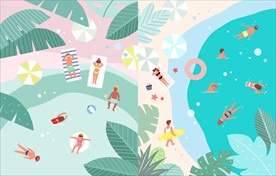 2款清凉一夏游泳沙滩比基尼插画