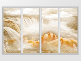 大理石纹风景移门