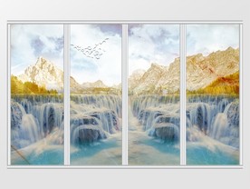 大理石纹风景移门