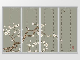新中式手绘玉兰移门